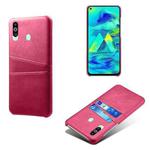 For Samsung Galaxy M40 Calf Texture PC + PU Leather Back Cover Shockproof Case with Dual Card Slots(Rose Red)
