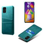For Samsung Galaxy M31s Calf Texture PC + PU Leather Back Cover Shockproof Case with Dual Card Slots(Green)