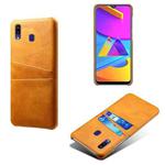 For Samsung Galaxy M10s Calf Texture PC + PU Leather Back Cover Shockproof Case with Dual Card Slots(Orange)
