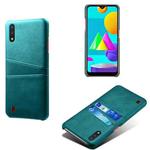 For Samsung Galaxy M01 Calf Texture PC + PU Leather Back Cover Shockproof Case with Dual Card Slots(Green)