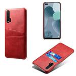 For Huawei nova 6 Calf Texture PC + PU Leather Back Cover Shockproof Case with Dual Card Slots(Red)