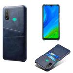 For Huawei P smart 2020 Calf Texture PC + PU Leather Back Cover Shockproof Case with Dual Card Slots(Blue)