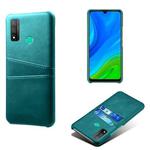For Huawei P smart 2020 Calf Texture PC + PU Leather Back Cover Shockproof Case with Dual Card Slots(Green)