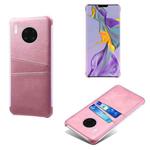 For Huawei Mate 30 Pro Calf Texture PC + PU Leather Back Cover Shockproof Case with Dual Card Slots(Pink)