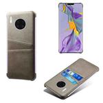 For Huawei Mate 30 Pro Calf Texture PC + PU Leather Back Cover Shockproof Case with Dual Card Slots(Grey)