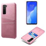 For Huawei nova 7 SE Calf Texture PC + PU Leather Back Cover Shockproof Case with Dual Card Slots(Pink)