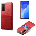 For Huawei nova 7 SE Calf Texture PC + PU Leather Back Cover Shockproof Case with Dual Card Slots(Red)
