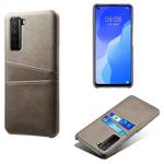 For Huawei nova 7 SE Calf Texture PC + PU Leather Back Cover Shockproof Case with Dual Card Slots(Grey)