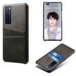 For Huawei nova 7 Pro Calf Texture PC + PU Leather Back Cover Shockproof Case with Dual Card Slots(Black)