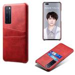 For Huawei nova 7 Pro Calf Texture PC + PU Leather Back Cover Shockproof Case with Dual Card Slots(Red)