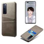 For Huawei nova 7 Pro Calf Texture PC + PU Leather Back Cover Shockproof Case with Dual Card Slots(Grey)