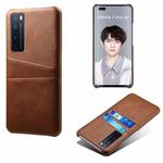 For Huawei nova 7 Pro Calf Texture PC + PU Leather Back Cover Shockproof Case with Dual Card Slots(Brown)