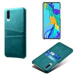 For Huawei P30 Calf Texture PC + PU Leather Back Cover Shockproof Case with Dual Card Slots(Green)