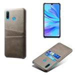 For Huawei P30 Lite Calf Texture PC + PU Leather Back Cover Shockproof Case with Dual Card Slots(Grey)