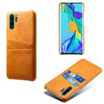 For Huawei P30 Pro Calf Texture PC + PU Leather Back Cover Shockproof Case with Dual Card Slots(Orange)