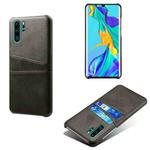 For Huawei P30 Pro Calf Texture PC + PU Leather Back Cover Shockproof Case with Dual Card Slots(Black)