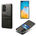 For Huawei P40 Calf Texture PC + PU Leather Back Cover Shockproof Case with Dual Card Slots(Black)