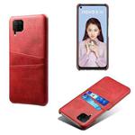 For Huawei P40 Lite Calf Texture PC + PU Leather Back Cover Shockproof Case with Dual Card Slots(Red)