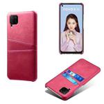 For Huawei P40 Lite Calf Texture PC + PU Leather Back Cover Shockproof Case with Dual Card Slots(Rose Red)