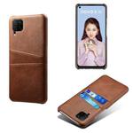 For Huawei P40 Lite Calf Texture PC + PU Leather Back Cover Shockproof Case with Dual Card Slots(Brown)