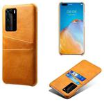 For Huawei P40 Pro Calf Texture PC + PU Leather Back Cover Shockproof Case with Dual Card Slots(Orange)