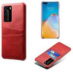 For Huawei P40 Pro Calf Texture PC + PU Leather Back Cover Shockproof Case with Dual Card Slots(Red)