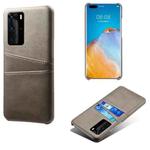 For Huawei P40 Pro Calf Texture PC + PU Leather Back Cover Shockproof Case with Dual Card Slots(Grey)