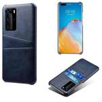 For Huawei P40 Pro Calf Texture PC + PU Leather Back Cover Shockproof Case with Dual Card Slots(Blue)