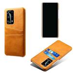 For Huawei P40 Pro+ Calf Texture PC + PU Leather Back Cover Shockproof Case with Dual Card Slots(Orange)
