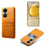 For Huawei P50 Calf Texture PC + PU Leather Back Cover Shockproof Case with Dual Card Slots(Orange)
