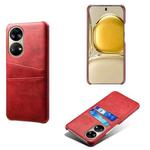 For Huawei P50 Calf Texture PC + PU Leather Back Cover Shockproof Case with Dual Card Slots(Red)