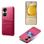 For Huawei P50 Calf Texture PC + PU Leather Back Cover Shockproof Case with Dual Card Slots(Rose Red)
