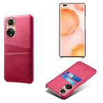 For Honor 50 Pro Calf Texture PC + PU Leather Back Cover Shockproof Case with Dual Card Slots(Rose Red)