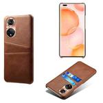 For Honor 50 Pro Calf Texture PC + PU Leather Back Cover Shockproof Case with Dual Card Slots(Brown)