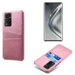 For Honor V40 5G Calf Texture PC + PU Leather Back Cover Shockproof Case with Dual Card Slots(Pink)