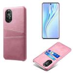 For Honor V40 Lite Calf Texture PC + PU Leather Back Cover Shockproof Case with Dual Card Slots(Pink)