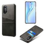 For Honor V40 Lite Calf Texture PC + PU Leather Back Cover Shockproof Case with Dual Card Slots(Black)