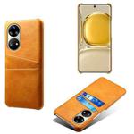 For Huawei P50 Pro Calf Texture PC + PU Leather Back Cover Shockproof Case with Dual Card Slots(Orange)