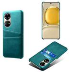 For Huawei P50 Pro Calf Texture PC + PU Leather Back Cover Shockproof Case with Dual Card Slots(Green)