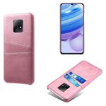 For Xiaomi Redmi 10X 5G Calf Texture PC + PU Leather Back Cover Shockproof Case with Dual Card Slots(Pink)