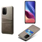For Xiaomi Redmi K40 Calf Texture PC + PU Leather Back Cover Shockproof Case with Dual Card Slots(Grey)