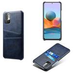 For Xiaomi Redmi Note 10 5G Calf Texture PC + PU Leather Back Cover Shockproof Case with Dual Card Slots(Blue)