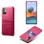 For Xiaomi Redmi Note 10 5G Calf Texture PC + PU Leather Back Cover Shockproof Case with Dual Card Slots(Rose Red)