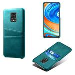 For Xiaomi Redmi Note 9 Pro Calf Texture PC + PU Leather Back Cover Shockproof Case with Dual Card Slots(Green)