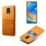 For Xiaomi Redmi Note 9S Calf Texture PC + PU Leather Back Cover Shockproof Case with Dual Card Slots(Orange)