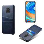 For Xiaomi Redmi Note 9S Calf Texture PC + PU Leather Back Cover Shockproof Case with Dual Card Slots(Blue)
