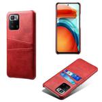 For Xiaomi Redmi Note 10 Pro 5G Calf Texture PC + PU Leather Back Cover Shockproof Case with Dual Card Slots(Red)