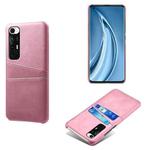For Xiaomi Mi 10S Calf Texture PC + PU Leather Back Cover Shockproof Case with Dual Card Slots(Pink)