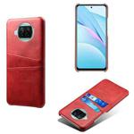 For Xiaomi Mi 10T Lite Calf Texture PC + PU Leather Back Cover Shockproof Case with Dual Card Slots(Red)
