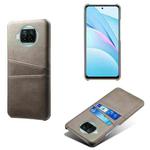 For Xiaomi Mi 10T Lite Calf Texture PC + PU Leather Back Cover Shockproof Case with Dual Card Slots(Grey)